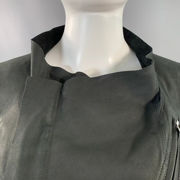RICK OWENS Size 8 Black Lambskin Leather Biker Jacket - Picture 9 of 14